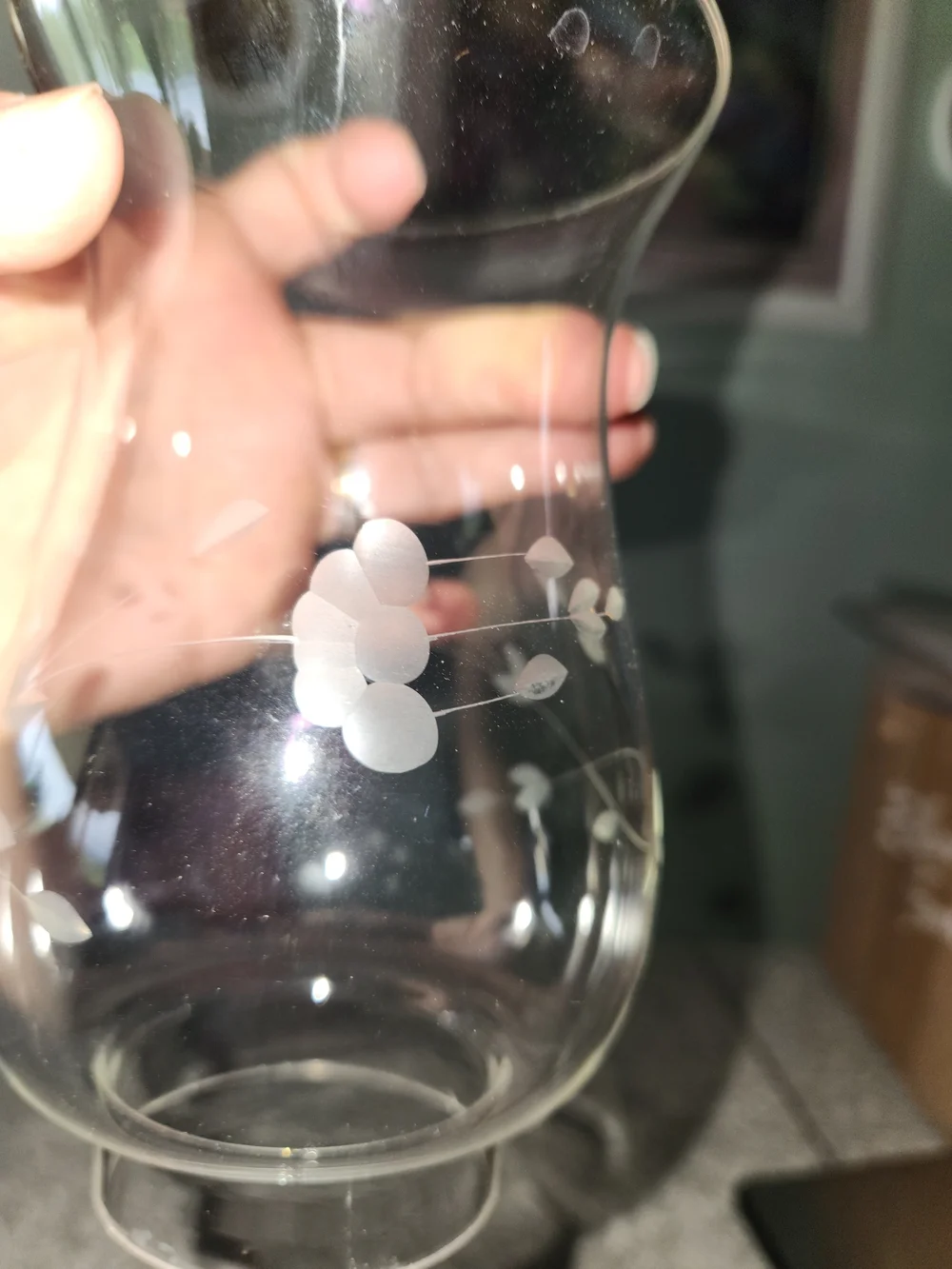 Princess House Heritage Etched Glass Hurricane Lamp Shade
